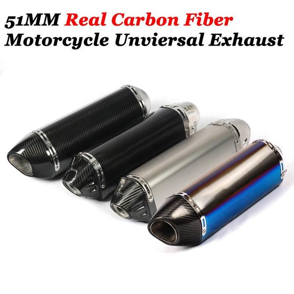 

51mm universal motorcycle exhaust pipe escape modified moto carbon fiber muffler db killer for cbr500r ninja 400 r3 f650gs