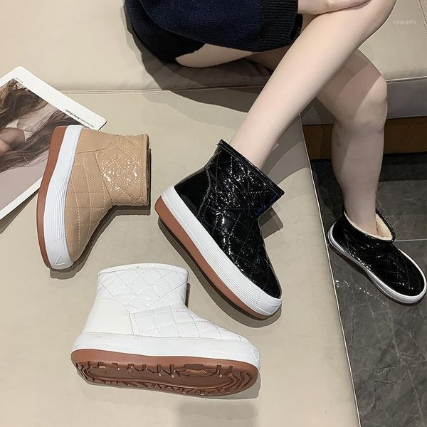 

fur snow boots women 2020 winter korean version of short boots sponge cake plus velvet warm non-slip women's1, Black