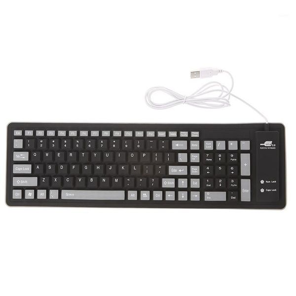 

foldable keyboard waterproof usb wired keyboard 103 key silicone soft1