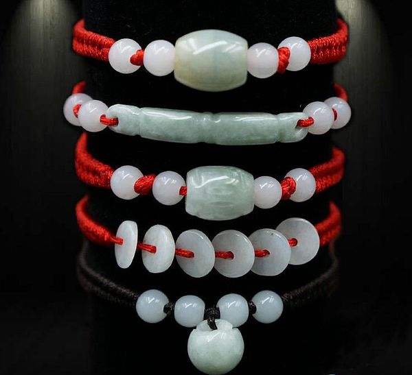 

red rope bracelet for men and women handmade jadeite jade weaving trinket dmfb104 mix order 20 pieces a lot, Golden;silver