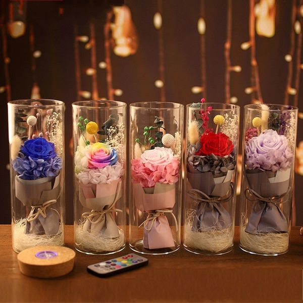 

cay creative valentine's lighting cover everlasting glass gift rose flower glowing ing bottle