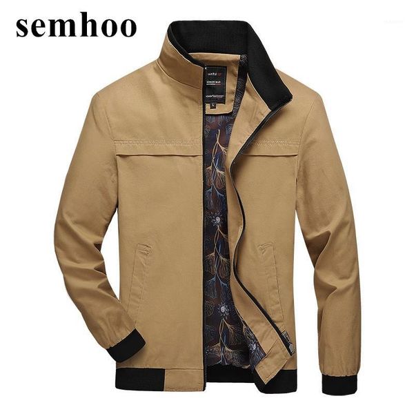 

2020 men's coat autumn spring fashion thin section casual stand-up collar handsome trend long sleeves solid color jackets1, Black;brown
