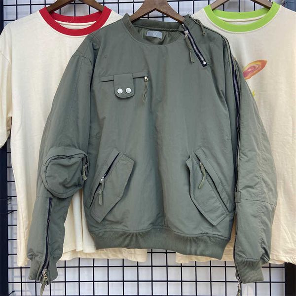 

men's jackets fog zipper multi bag jacket cotton jacket, Black;brown