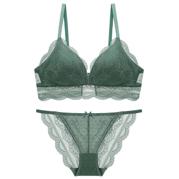 

woman french retro triangle cup underwear breathable comfortable underwear thin no steel ring lace bra set wt024 c1211, Black;white