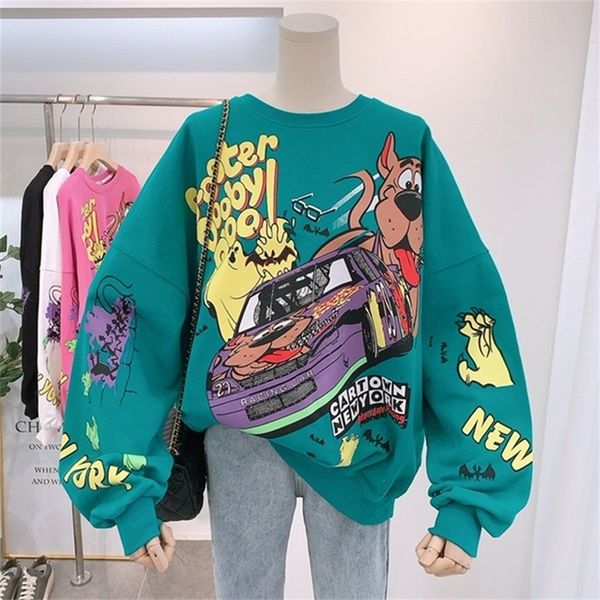 Harajuku Streetwear Damen Anime Hoodie Herbst Mode Koreanischen Stil Sweatshirt Pullover Langarm Tops Verrückte Kleidung 201212