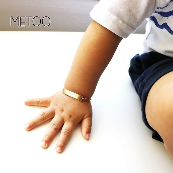 DOREMI Gold Armband Baby Schmuck Benutzerdefinierte Namen Armbänder Gold Charm Kind ID Edelstahl Armband Kinder Angepasst Namensschild Armreifen 201211