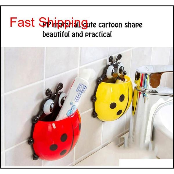 

ladybug toothbrush toothpaste holders home storage wall suction suporte escova de dente parede household items qylqkc sports2010