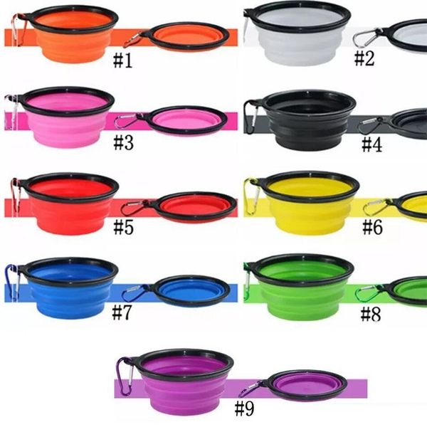 

collapsible pet dog cat feeding bowl water travel dish feeder silicone foldable 9 colors to choose dhl