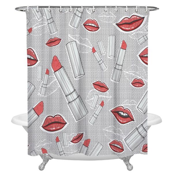 

shower curtains lipstick lip print curtain decorative waterproof polyester fabric bathroom with hooks home bath decor