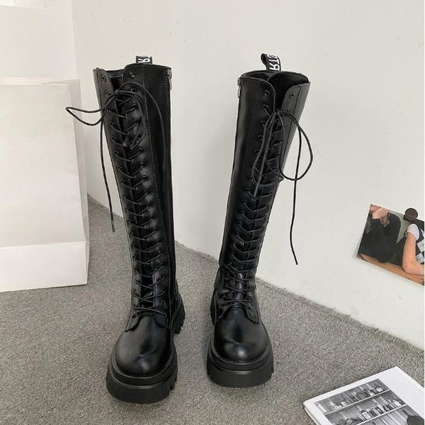 

women boots winter snow booties black increase long tube good quality womens motorcycle boot leather shoes size 35-40 05