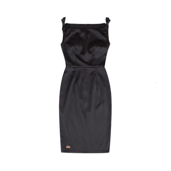 

2021 new le palais original winter lean vintage satin classic black dress without sleeves microelastic women's dresses i5le, Black;gray