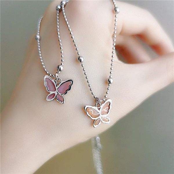 

chokers creative half transparent butterfly pendant necklace for women and girls 2021 fashion jewelry short collares gifts, Golden;silver
