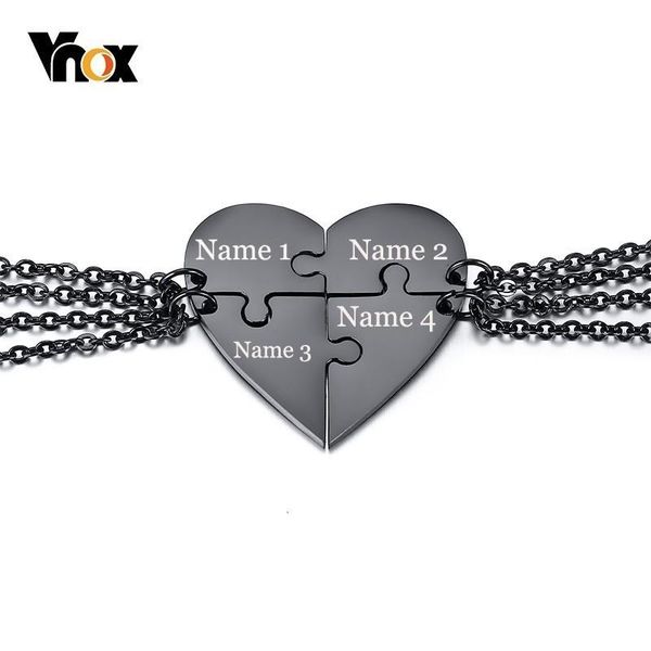 

vnox 4pcs / набор из нержавеющей стали семейное сердце любовь дружба подвески ожерелья свободные пользовательские лучшие друзья подарок, Silver