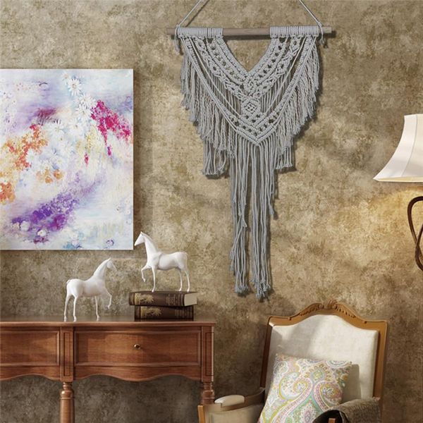 

tapestries romantic knitting tapestry bohemian macrame woven wall hanging handmade banner home wedding decoration