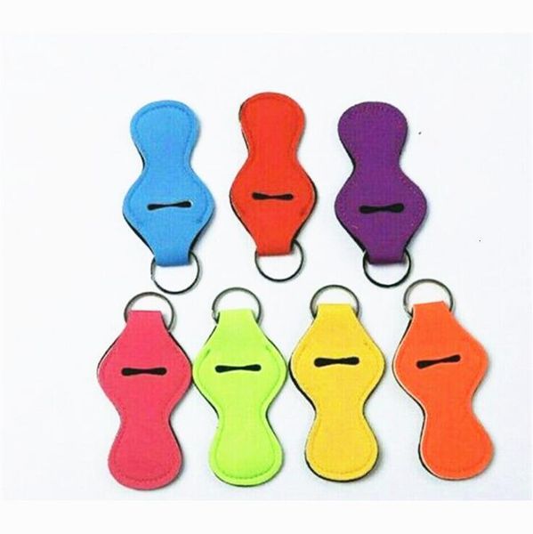 

blank solid chapstick colorful sleeve color key neoprene keychain lip balm holder party favor ljo5384, Silver