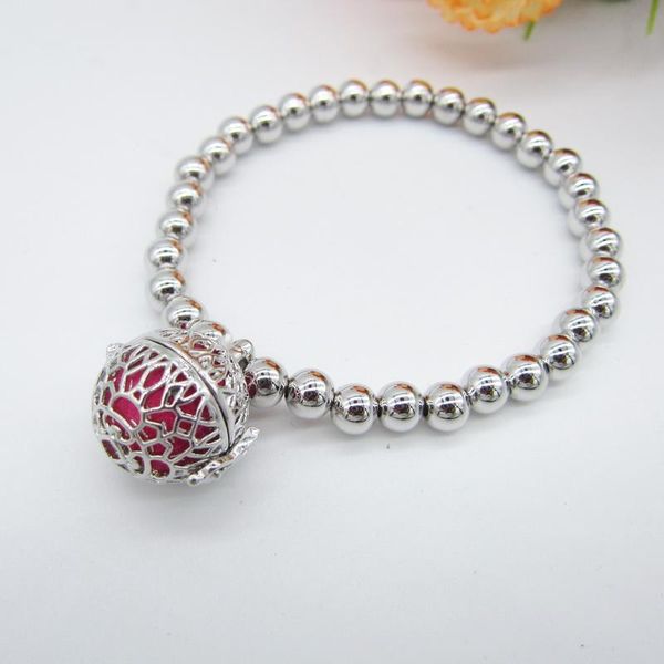 

6mm copper beaded diy locket cage oil diffuser bracelet, Golden;silver