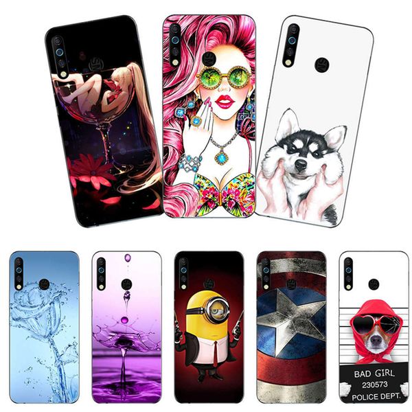 

mobile phone silicone tecno camon 12 tpu soft 6.52 inch color back cover, cartoon flower printing shellvfe1