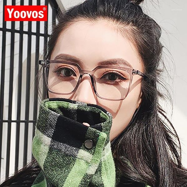 

yoovos 2020 square glasses frame plastic women glasses frame clear lens fashion eyeglasses frames for women lunette de vue femme1, White;black