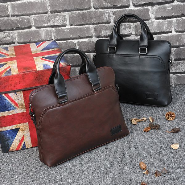 

designer men shoulder briefcase black leather designer handbag business lapbag messenger bags with straps totes men's luggage