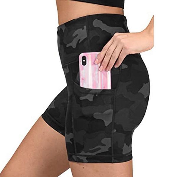 

yoga outfits women high waist shorts quick dry elastic gym running short,phone pocket push up hip fitness training workout short legging, White;red