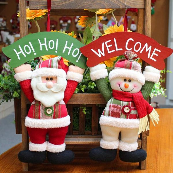 

christmas tree ornaments door pendant claus cloth art hanging decorations festival scene xmas owc1351