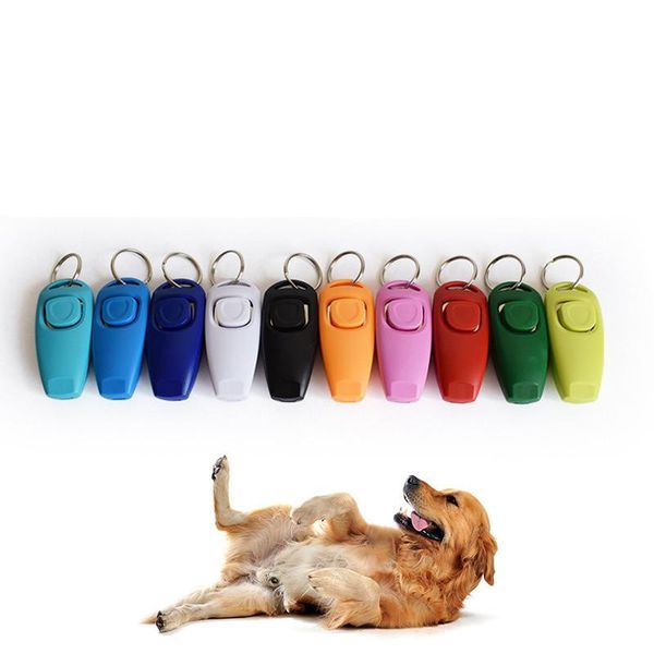 

2 in 1 pet clicker dog training whistle answer card pet dog trainer assistive guide with key ring dog pet supplies