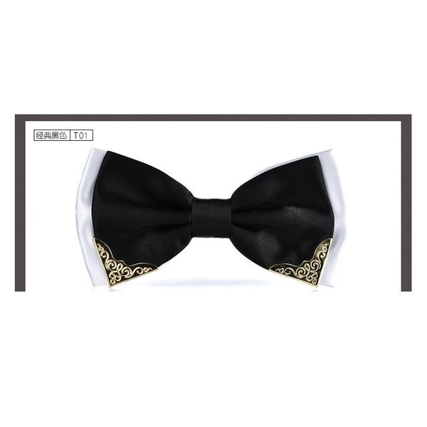 

luxury boutique fashion metal bow ties for men women wedding party butterfly bowtie gravata slim black bow ti qylzmo, Black;gray