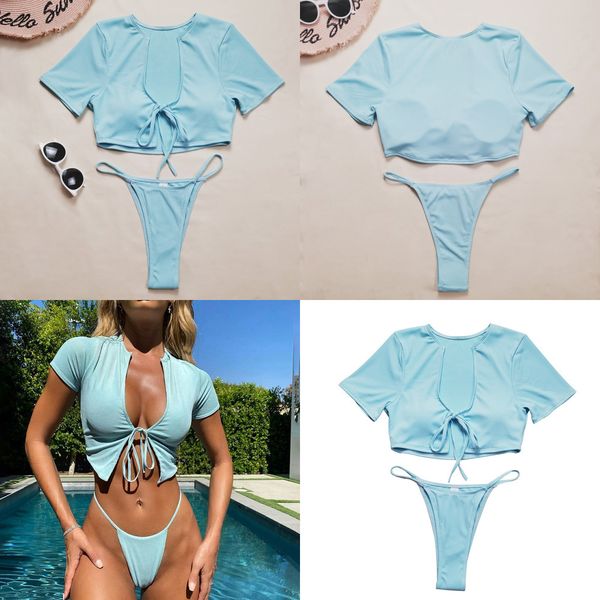 

bikini 2021 solid swimsuit women swimwear bathing push up biquini set stitching filled bra swimwear beachwear conjunto lencerÃ­a q0115, White;black