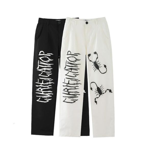 

original graffiti loose casual pants men and women streetwear harajuku track pants joggers straight oversize cargo pants, Black