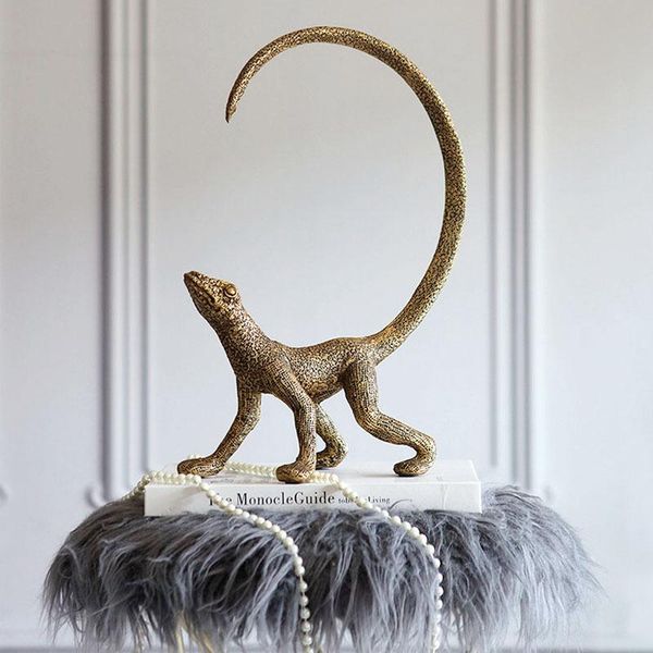 

decorative objects & figurines modern gold resin simulation lizard animal office desk ornament creative home soft decor statue model room sa