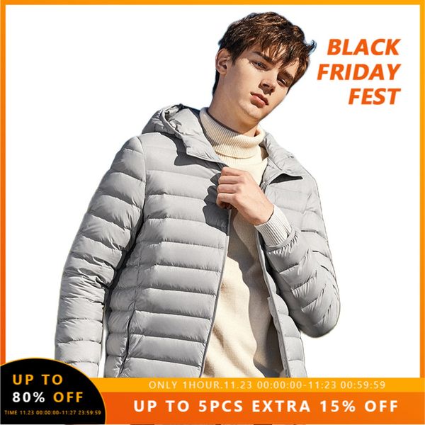 

semir brand casual fashion winter jacket for men hooded windbreaker white duck down coat male waterproof clothes, Black