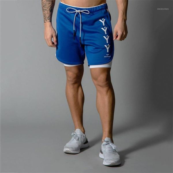 

gym clothing 2021 men's compression muscle casual sports shorts summer fake two-piece quick-dry training breathable pants1, White;black