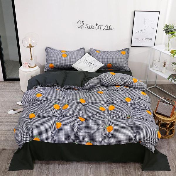 

3/4pcs bedding set black cow curve duvet cover flat sheet pillowcase quilt cover full  king size bedclothes