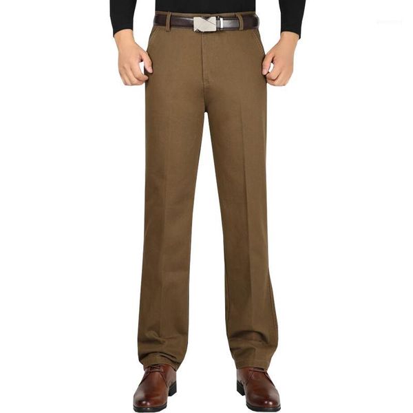 

men's pants men high waist loose cotton business casual stretch male trousers man long straight quality plus size 40 42 pant suit1, Black