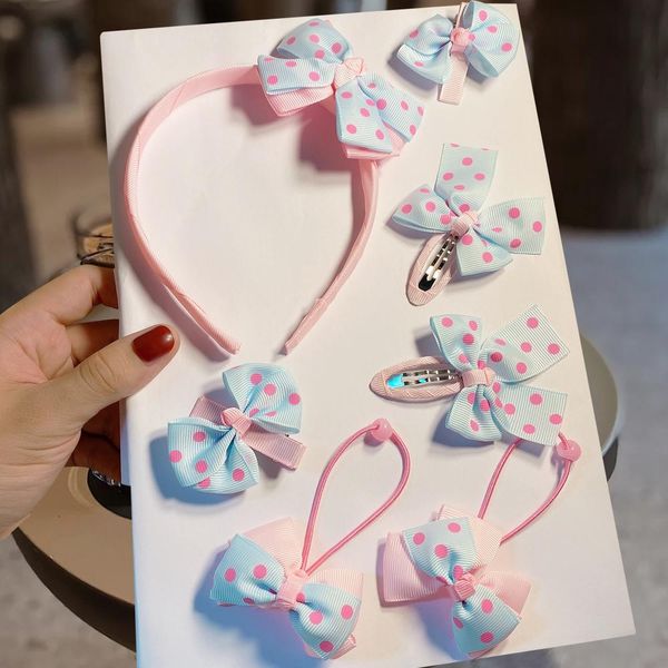 

7шт набор розовый бантик дети для волос зажимание волос обруча волос комбинация десных волос девушки шпильки мода аксессуары h wmteol, Black;brown