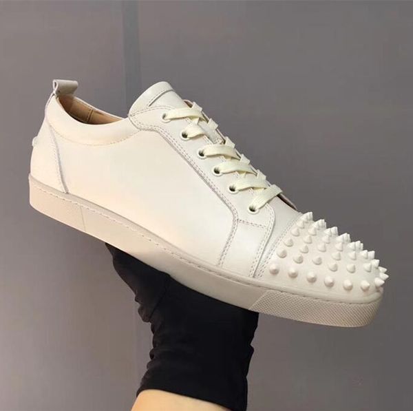 

designer red bottom shoes low cut suede spike shoe for men luxury shoes party wedding crystal leather casual classic sneakers size 40-46, Black