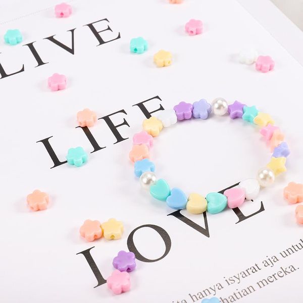

100pcs acrylic charm beads heart flower star shape beads diy making bracelets necklace loose beads jewelry bbyyav