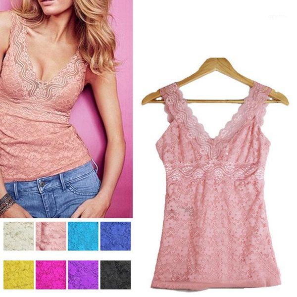 

2020 new women vest lace floral t-shirt tank sleeveless stretch crochet1, Black;white