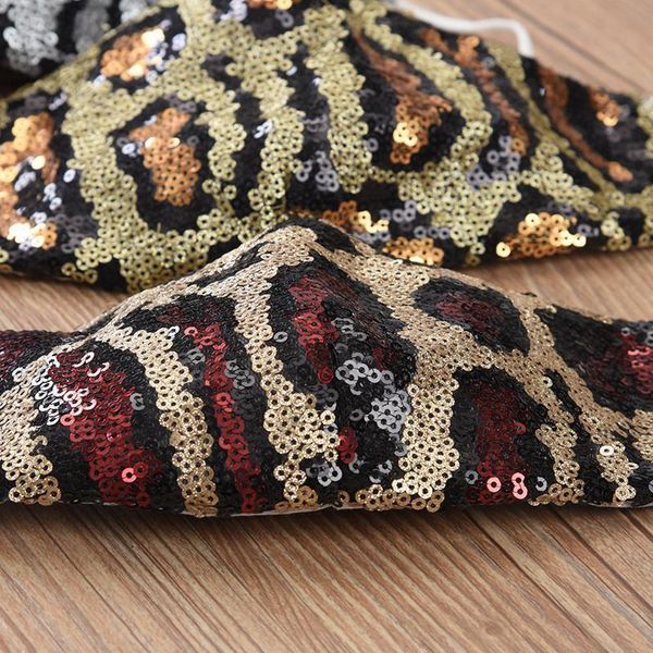 

dustproof fashion sequins bling leopard mouth masks designer washable reusable women face maskoutlethgoc