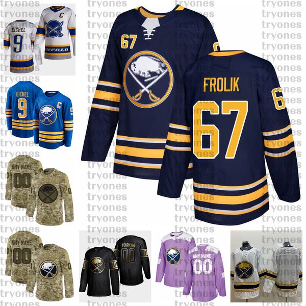 

2021 reverse retro customize #67 michael frolik buffalo sabres jerseys golden edition camo veterans day fights cancer hockey jersey, Black;red