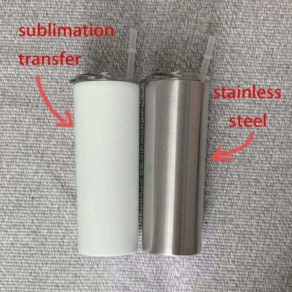 

20oz skinny tumblers sublimation blanks tumbler stainless steel coffee mugs beer classic cup with lid straws sea shipping owf2920