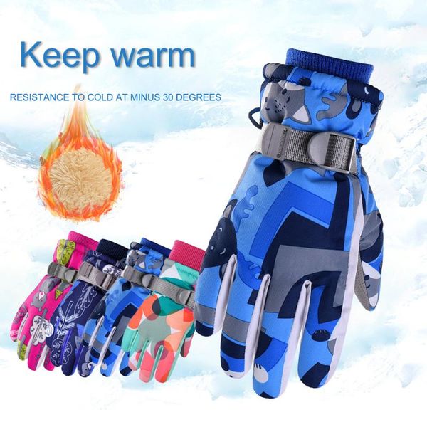 

ski gloves children snowboard skiing professional kids winter warm motorcycle riding waterproof snow d30