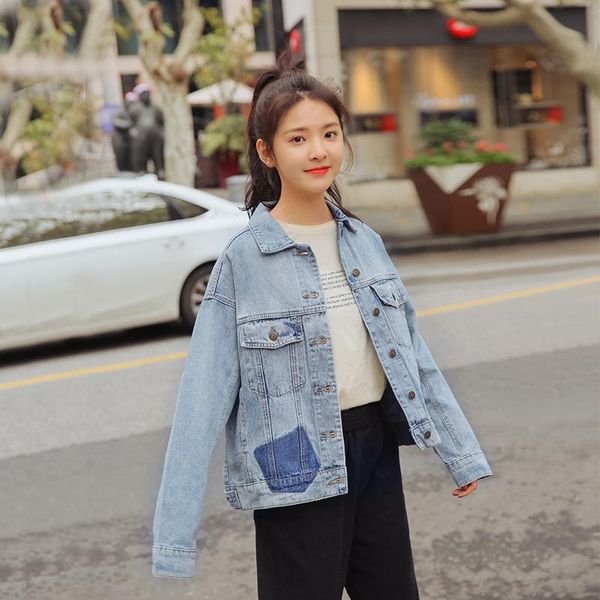 

women's jackets women denim jacket korea retro blue coat female, Black;brown