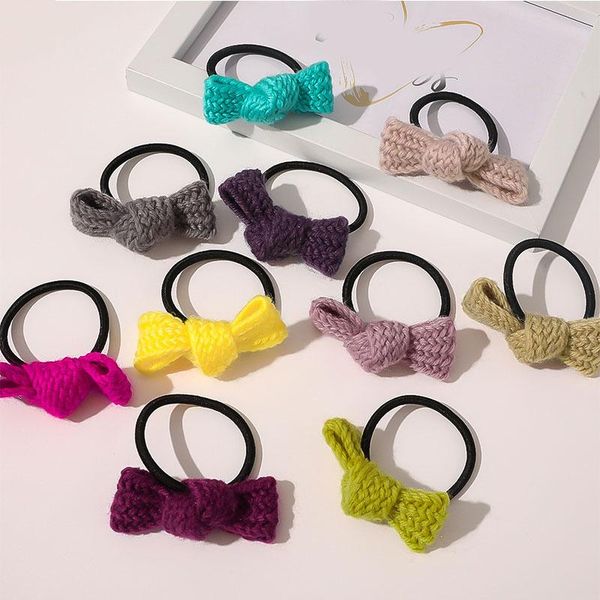 

hair accessories 1pcs women knitted bowknot rope tie korean girl scrunchies wool knitting ponytail holder rubber bands