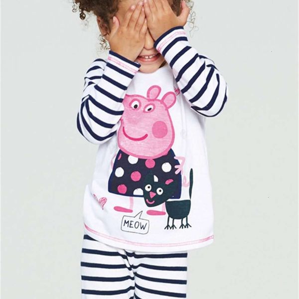 

new stripe autumn children's pajamas knitted long sve home wear set, Blue;red