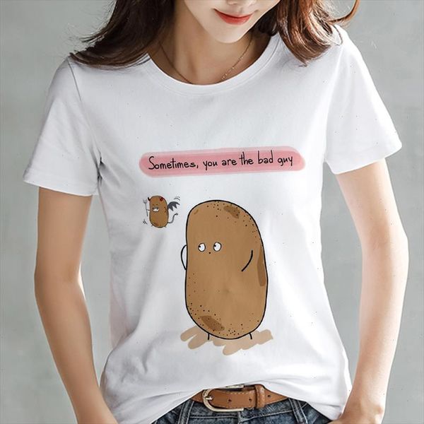 

new summer cute t shirt women fashion potato philosophy harajuku short sleeve t shirt white thin section tshirt clothing