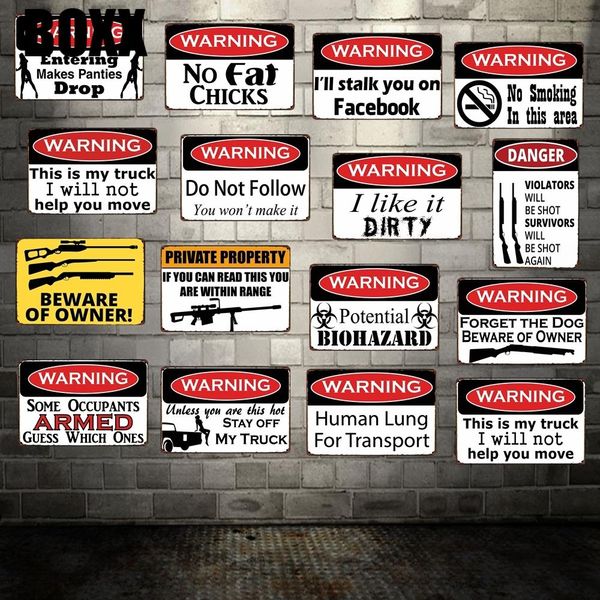 

2021 funny designed warning metal signs wall plaque mural painting antique gift vintage bar l shop decor 20*30 cm retro metal painting