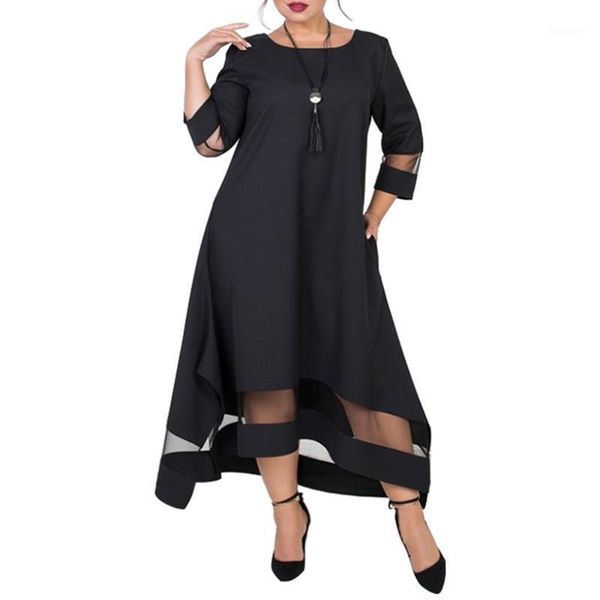 

2020 plus size autumn and winter dress hollow elegant women dress plus size long xl-6xl vestidos1, Black;gray