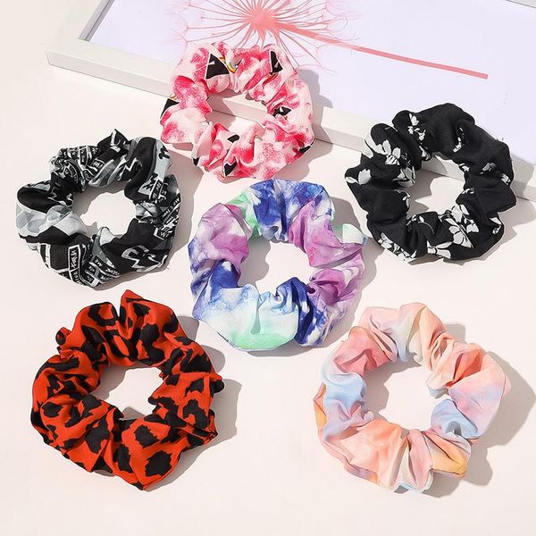 

1pcs women ponytail hair ties girls vintage printed scrunchie floral leopard print rubber bands cloth fabric hair accessories wmtuqb