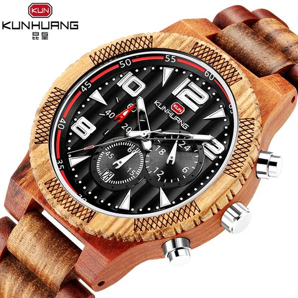 

wood men watch stylish luxury luminous wooden multi function casual sport chronograph quartz watch relogio masculino wmtymi, Silver
